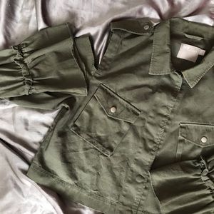 Army Green Cropped Jacket